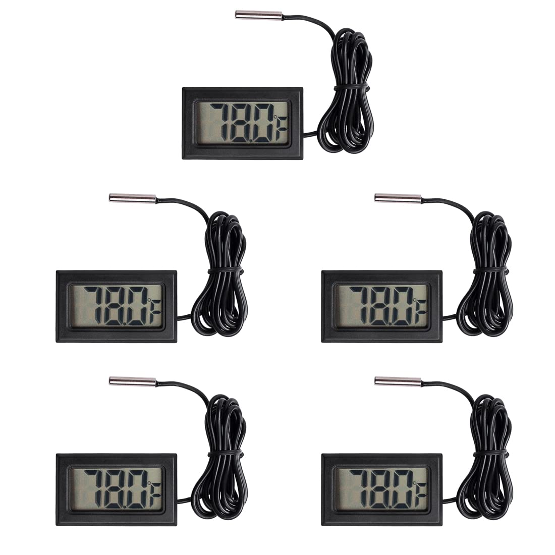5 Pcs Fridge/Freezer Digital LCD Thermometers, with Probe